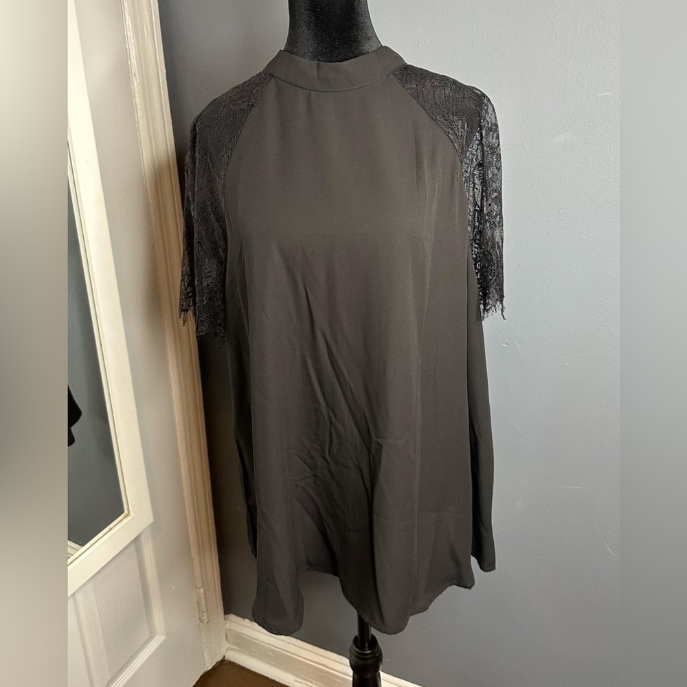 Black blouse with lace sleeves